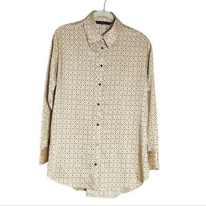 Zara Basics Women's Polka Dot Geometric Blouse Cream/Tan Multi-color size Small